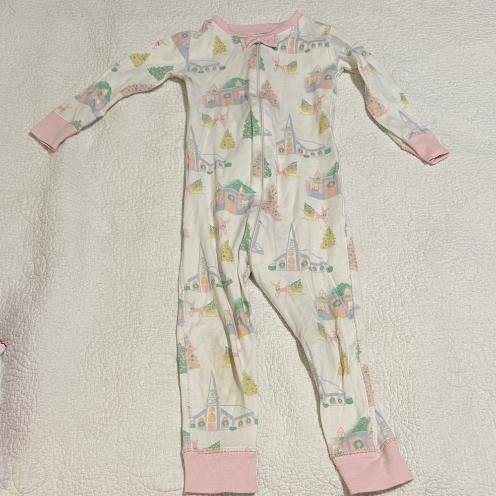 EUC TBBC Girls Pink Christmas Night Night Pajamas Size 2T
